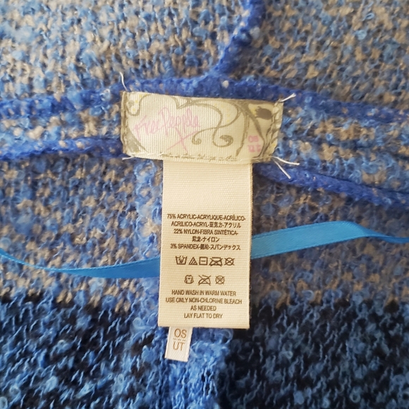 Free People Sweater Poncho Hooded Cardigan Multicolor Oversized Slouchy Soft OS - Picture 12 of 15